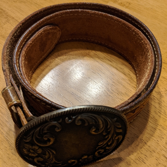 Chambers Phoenix Other - Stamped Leather Belt With Western Buckle